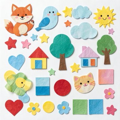 Zestaw dekoracyjnych wycinanek i naklejek