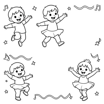 Karta pracy — kolorowanka: tańczące postacie