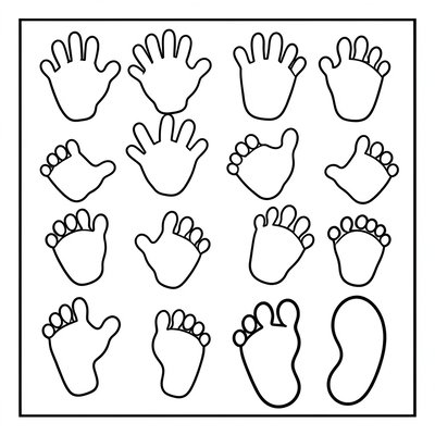 Szablon odbitek dłoni i stóp
