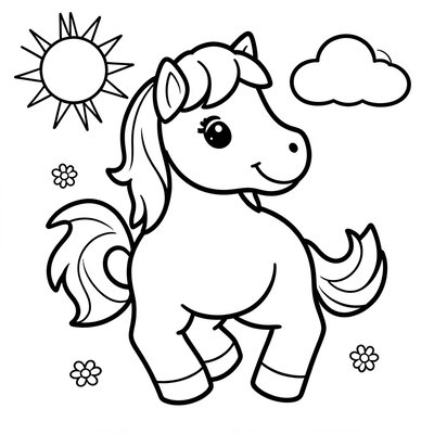 Kolorowanka: Przyjazny koń