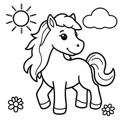 Kolorowanka: Przyjazny koń