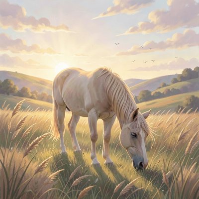 Ilustracja relaksacyjna: Koń na łące