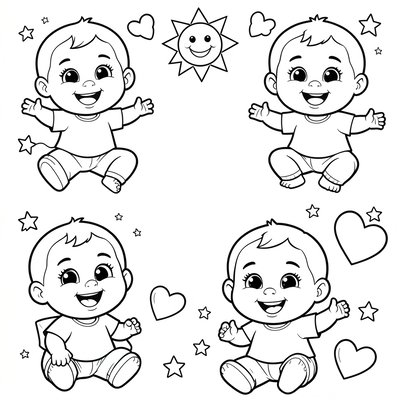 Strona do kolorowania: Uśmiechnięte buzie