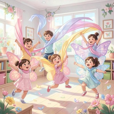 Motylki i wiatr — chusteczki w ruchu