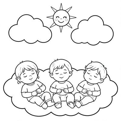 Relaksacja „Chmury odpoczywają” — kolorowanka / strona do wyciszenia