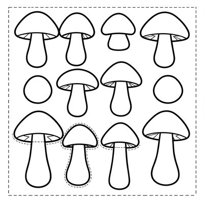 Szablon papierowych grzybków (do wycięcia)