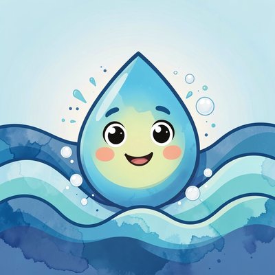 Plakat: Dzień Wody — kropla i fale