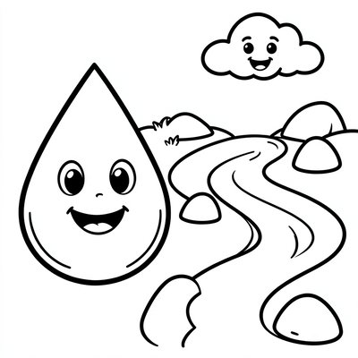 Kolorowanka: kropla i rzeka