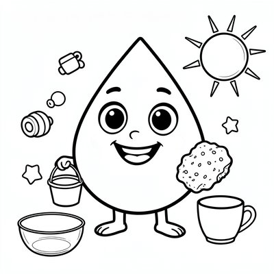 Kolorowanka: Kropla Wody — maskotka