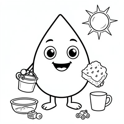 Kolorowanka: Kropla Wody — maskotka