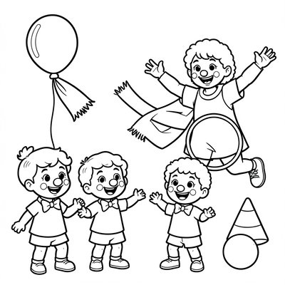 Kolorowanka: Klaunowe zabawy