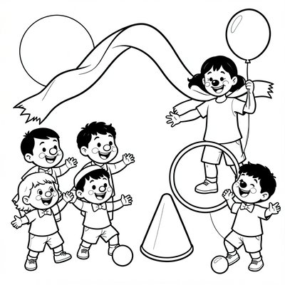 Kolorowanka: Klaunowe zabawy