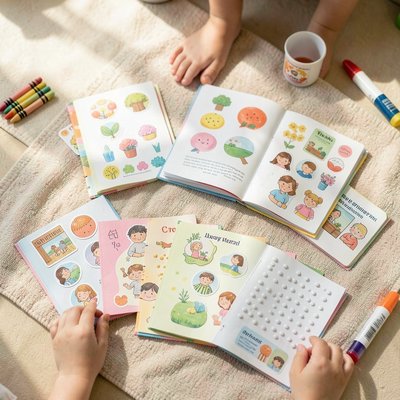 Mockup zdjęcia książeczek do udostępnienia rodzicom (bez twarzy)