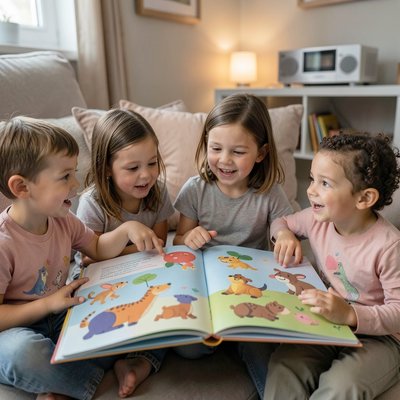 Czytanie interaktywne — dzieci wskazują ilustracje