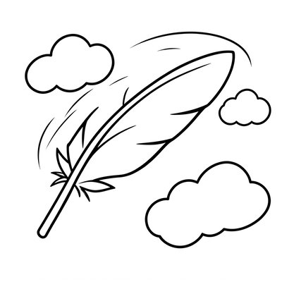 Kolorowanka — piórko na wietrze (prosty rysunek)