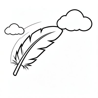 Kolorowanka — piórko na wietrze (prosty rysunek)