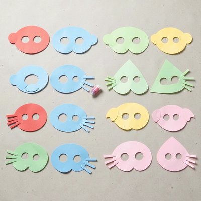 Pre-cut kształty z kolorowego papieru — zestaw (uszy, oczy, nosy)