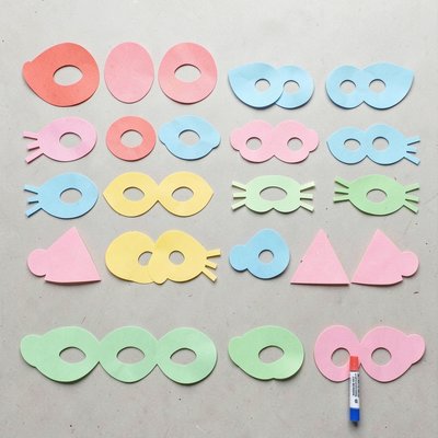 Pre-cut kształty z kolorowego papieru — zestaw (uszy, oczy, nosy)