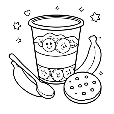 Strona kolorowanka — Mały deser karmelowy