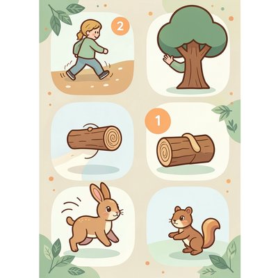 Plakat zabawy ruchowej: Leśnik i Drzewiarz (ikony ruchów)