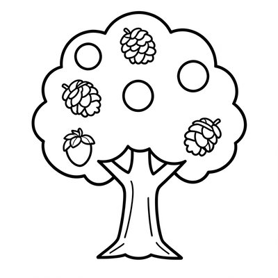 Kolorowanka: kontur drzewa dla dzieci