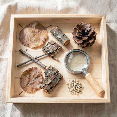 Sensoryczna tacka 'Mały las' — zdjęcie materiałów