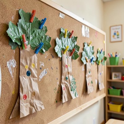 Tablica ekspozycyjna: wywieszenie prac dzieci