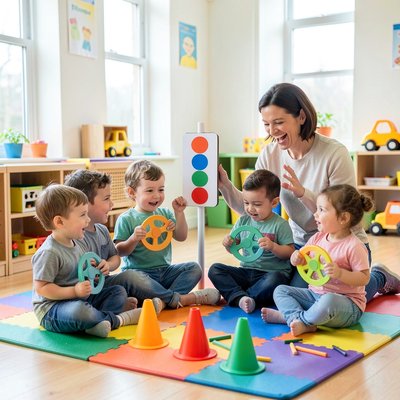 Zabawa ruchowa 'Jedziemy autem' z dziećmi