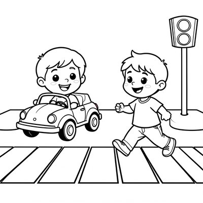 Kolorowanka: Kierowca i pieszy przy przejściu