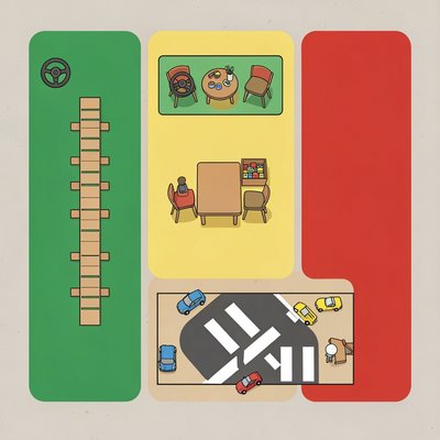 Plan sali: propozycja ustawienia 3 stacji