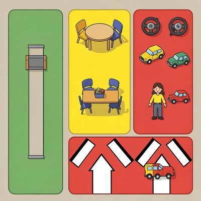 Plan sali: propozycja ustawienia 3 stacji