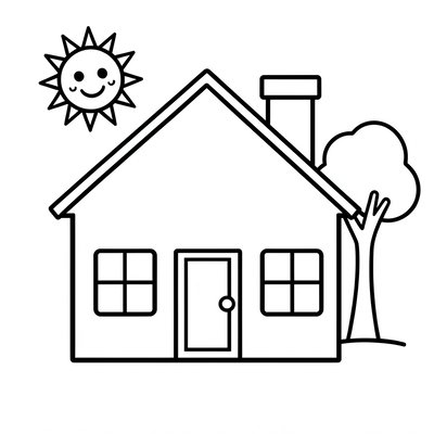 Kolorowanka — prosty domek