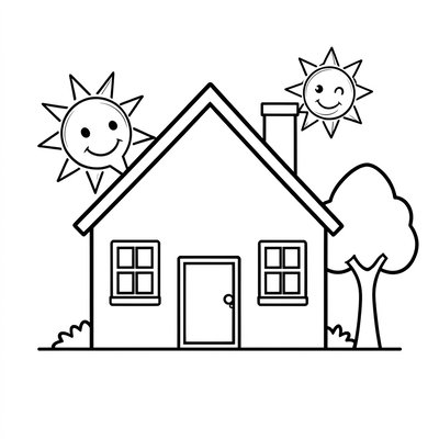Kolorowanka — prosty domek