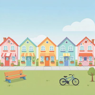 Tło — Miniulica / Fasady domków