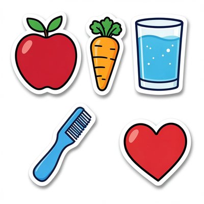 Naklejki / karty obrazkowe — zestaw ikon