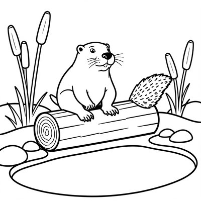 Kolorowanka: Bóbr nad stawem