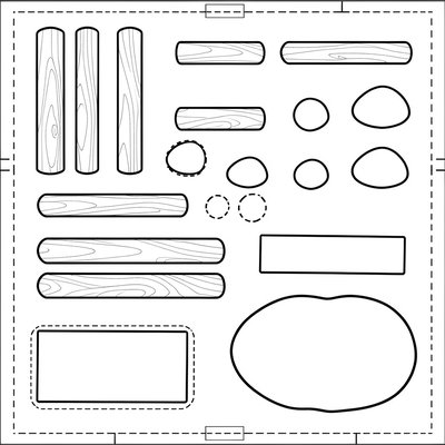 Szablon: elementy tamy do wycięcia