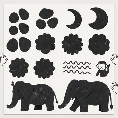 Arkusz stempelków z gąbki: wzory futra i grzywy