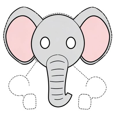 Szablon maski: Słoń (do wycięcia)