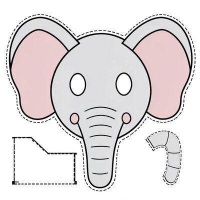Szablon maski: Słoń (do wycięcia)