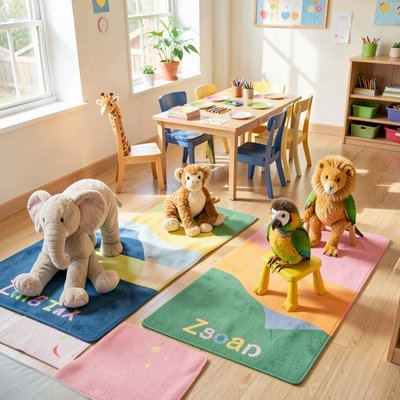 Przygotowanie stanowisk do zabawy 'Spacer po zoo'