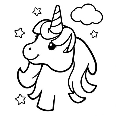 Kolorowanka — prosty jednorożec do kolorowania