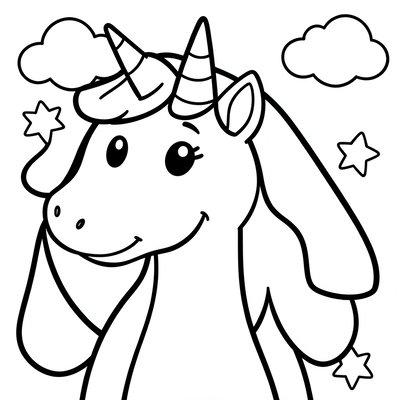 Kolorowanka — prosty jednorożec do kolorowania