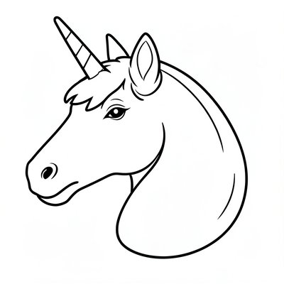 Szablon bazy głowy jednorożca (kontur) — do wycięcia