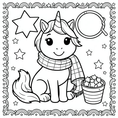 Kolorowanka: Jednorożec z chusteczką