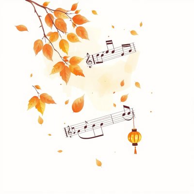 Ilustracja tła: muzyka i jesienne liście