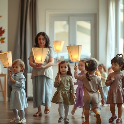 Procesja dzieci z lampionami — scena sali