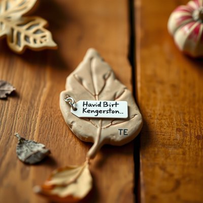 Zdjęcie pamiątki: odcisk liścia z imieniem