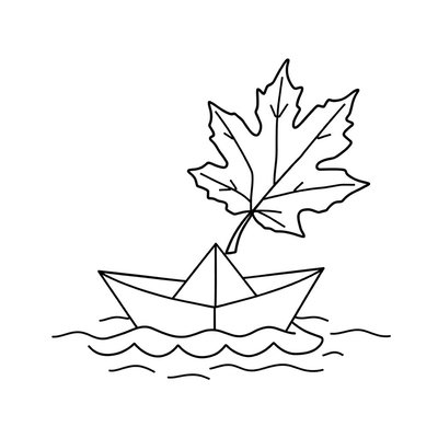 Kolorowanka: Liść i łódka