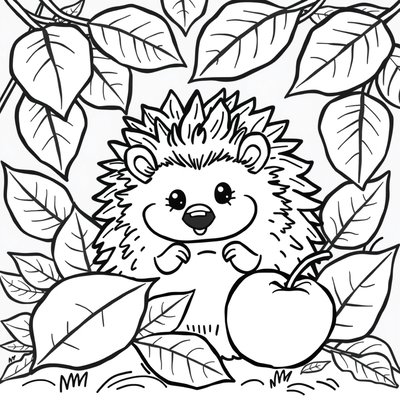 Kolorowanka - Jeż w liściach